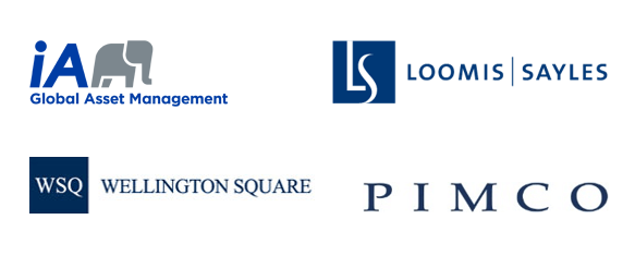 Portfolio components managed by iA Clarington Investments, iA Investment Management, Loomis, Sayles & Company, Pimco, and Wellington Square