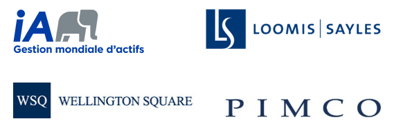 Segments de portefeuille gérés par Industrielle Alliance, Gestion de placements, Loomis, Sayles & Company, Pimco, et Wellington Square