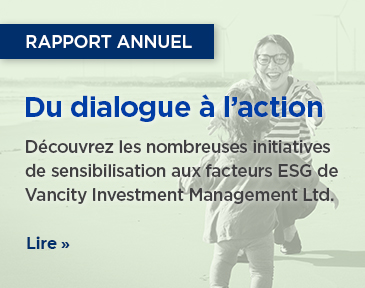 Lisez notre rapport annuel Du dialogue à l’action pour découvrir les nombreuses initiatives de sensibilisation aux facteurs ESG de Vancity Investment Management Ltd.